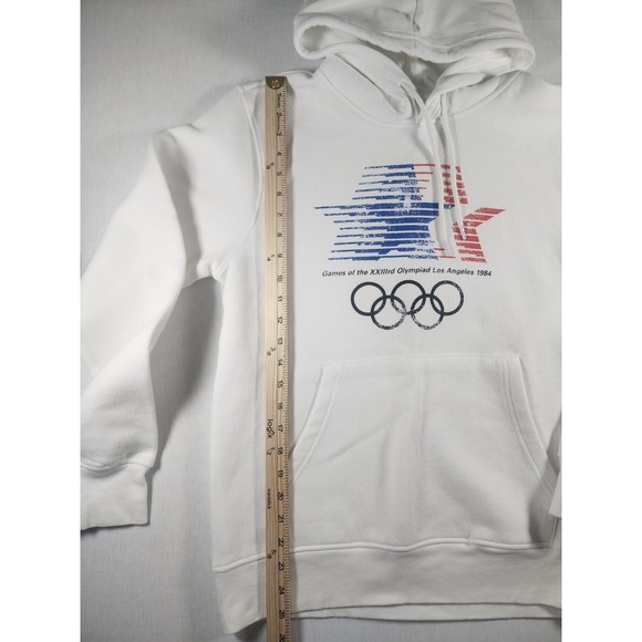 Heritage 1984 Los Angeles Olympics Hoodie White Graphic Sweatshirt Mens Medium - Picture 2 of 8